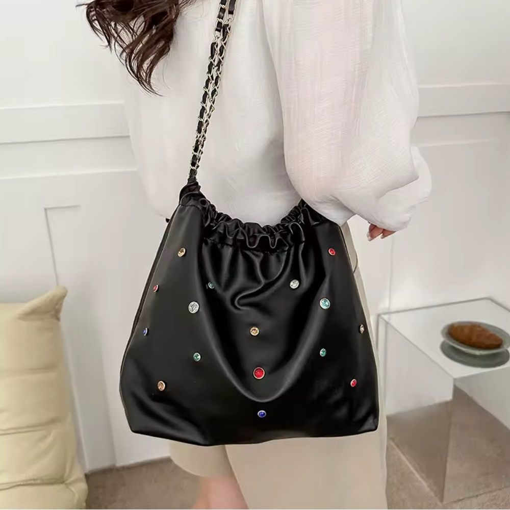 Elegant Black Women's Bag with Colorful Accents